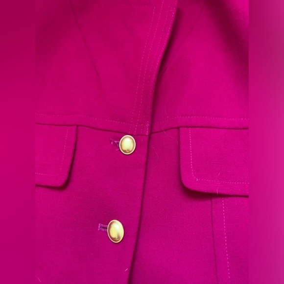 VTG Oleg Cassini Blazer Suit Wool Set Skirt Magenta Fuschia Pink Size 10 S M - Picture 3 of 14